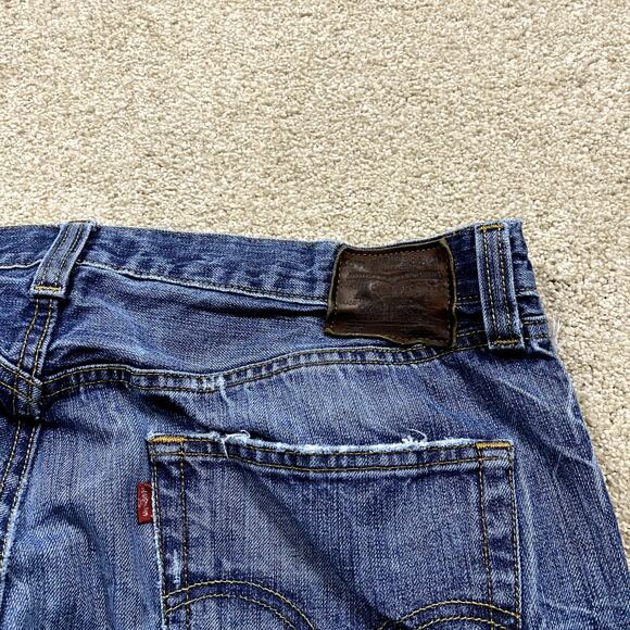 VTG Levi's 501 Jeans Mens 36x32* Blue Button Fly Y2K Straight Distressed Patch - Picture 4 of 12